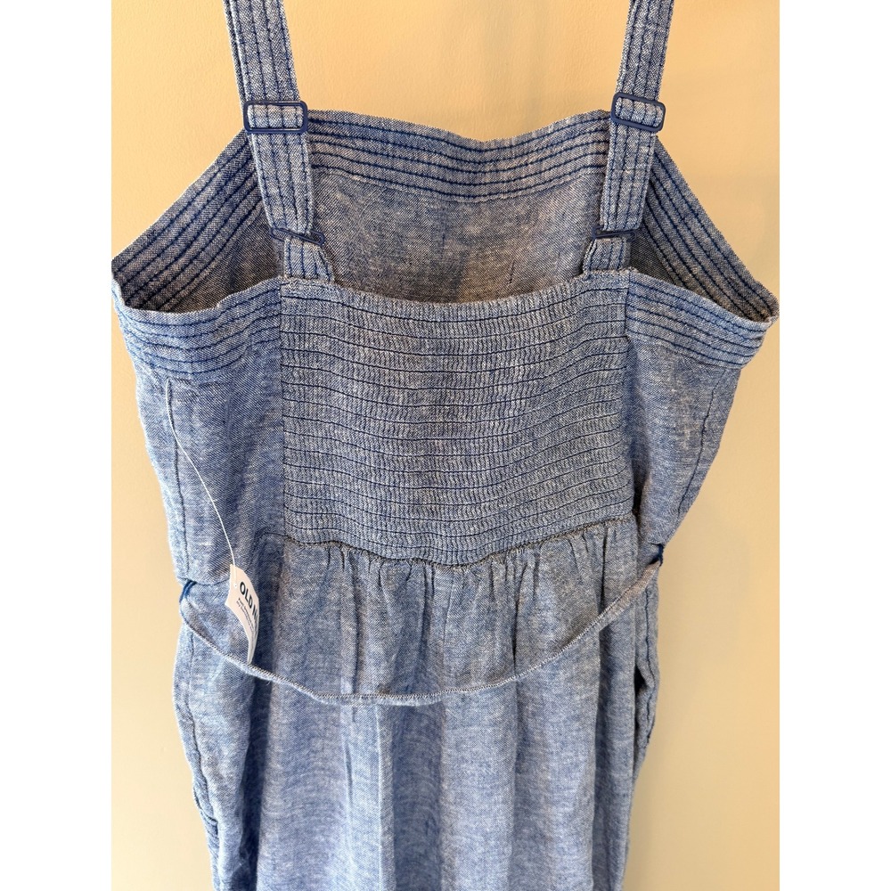 Old Navy Womens Blue Linen Blend Wide Leg Sleeveless Jumpsuit Size S New - Picture 5 of 7